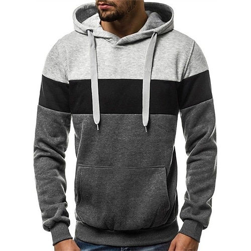 

Men's Hoodie Pullover Hoodie Sweatshirt Color Block Front Pocket Daily Holiday Going out non-printing Casual Streetwear Hoodies Sweatshirts Light gray Dark Gray Red