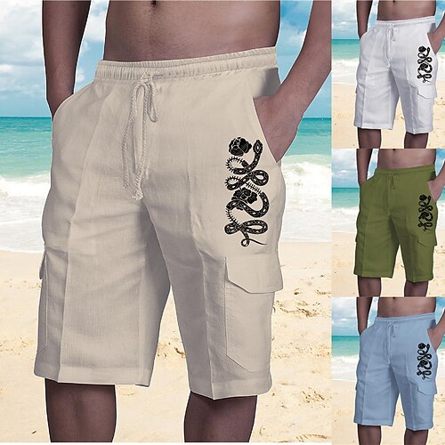 

Men's Designer Streetwear Shorts Beach Shorts Drawstring Elastic Waist Multiple Pockets Short Pants Casual Daily Micro-elastic Graphic Patterned Breathable Soft Mid Waist Green White Blue Khaki S M L