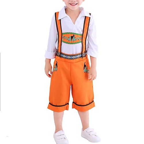 

Kids Boys Halloween Shirt Shorts Clothing Set 2 Pieces Long Sleeve Orange Graphic Patterned Print Cosplay Costumes Vintage Costume Regular 3-10 Years