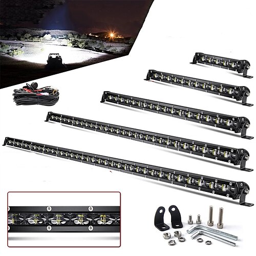 

OTOLAMPARA Super Slim 6D LED Light Bar 6-50 inches DC 12V-80V Spot Beam LED Light Bar for SUV 4X4 4WD Off-road LED Work Light Lamp 6000K White Bumper Grill Install LED Light Bar 1pcs