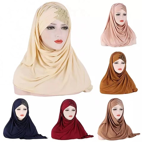 

New Muslim Women Cross Soft Sleep Chemo Hat Beanie Women Soft Silk with Sequins Hijab Headwrap Headscarf Turban Hat Cap Headwear