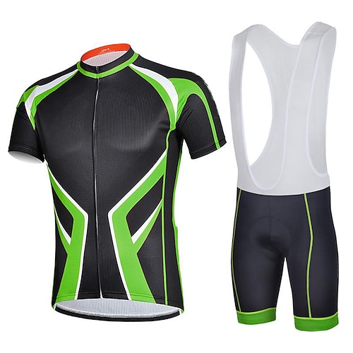 

21Grams Men's Cycling Jersey with Bib Shorts Short Sleeve Mountain Bike MTB Road Bike Cycling Green Red Bike Clothing Suit 3D Pad Breathable Quick Dry Moisture Wicking Back Pocket Polyester Spandex