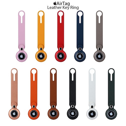 

Phone Case For Apple AirTag AirTag Case AirTag With Keychain Anti-lost Locator Tracker Cartoon Solid Colored PU Leather