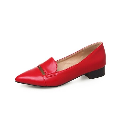 

Femme Chaussures à Talons du quotidien Eté Talon Bas Bout pointu Rétro Vintage Cuir PU Mocassins Couleur Pleine Noir Blanche Jaune