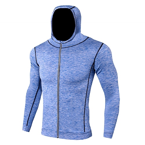 

Men's Hoodie Jacket Full Zip Long Sleeve Top Athletic Athleisure Winter Thermal Warm Breathable Moisture Wicking Running Walking Jogging Sportswear Activewear Solid Colored Dark Grey Blue Light Grey