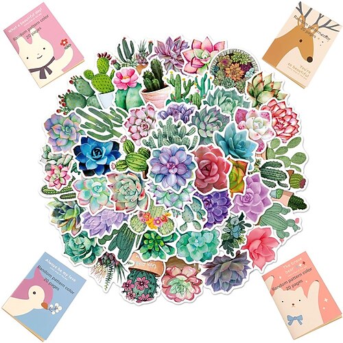 

50 PCS Stickers for Adults Stickers for Water Bottles Waterproof Stickers Vinyl Stickers Succulent Stickers Used for Phone Computer Gifts Including 4 PCS Mini Notebook