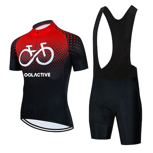 

21Grams Men's Cycling Jersey with Bib Shorts Short Sleeve Mountain Bike MTB Road Bike Cycling Red Graphic Bike Clothing Suit 3D Pad Breathable Quick Dry Moisture Wicking Back Pocket Polyester Spandex