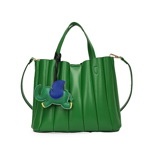 

Women's Top Handle Bag PU Leather Zipper Solid Color Daily Office & Career Green White Black Blue