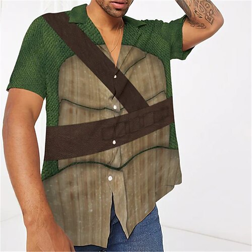 

Men's Shirt 3D Print Graphic Patterned Turndown Street Casual Button-Down Print Short Sleeve Tops Designer Casual Fashion Breathable Green / Summer / Spring / Summer