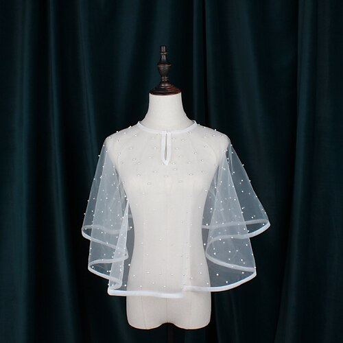 

Sleeveless Bridal / Sweet Tulle Wedding / Engagement Party Shawl Wrap / Shawls / Women's Wrap With Imitation Pearl