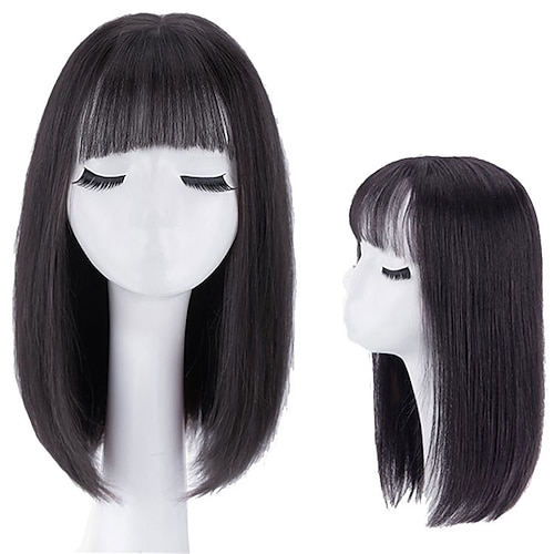 

Wig Female Short Hair Full Head Cover Air Bangs Clavicle Medium Long Hair Bobo Bob Head Ladies Real Hair Wig Head Cover