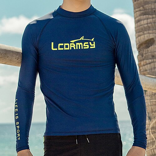 

Men's Rash Guard Swim Shirt UPF50 Quick Dry Lightweight Long Sleeve Sun Shirt Bathing Suit Swimming Surfing Beach Water Sports Solid Colored Spring Summer Autumn