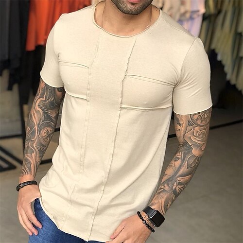 

Men's Unisex T shirt Tee Solid Color Crew Neck Khaki Short Sleeve Outdoor Street Tops Sports Designer Casual Big and Tall / Summer / Summer