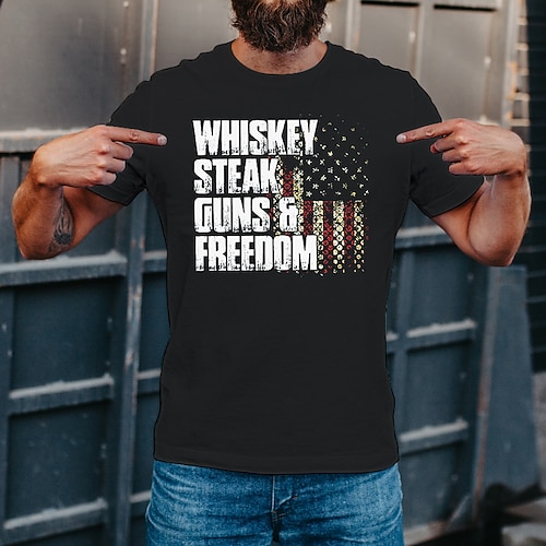 

Men's T shirt Tee Hot Stamping Letter Round Neck Casual Daily Print Short Sleeve Tops Simple Basic Black Blue Gray / Summer