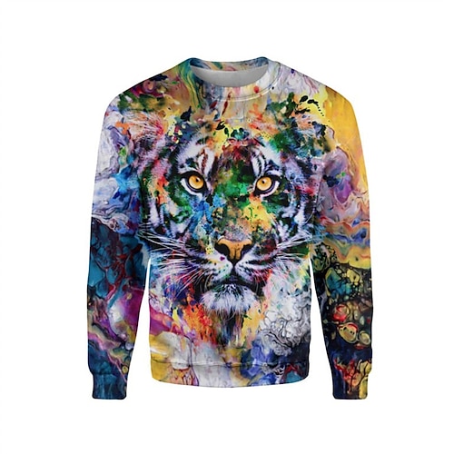 

Hombre Unisexo Sudadera Pull-over Morado Cuello Barco Tigre Estampados Estampado Diario Deportes Festivos Impresión 3D Ropa de calle Casual Grande y alto Primavera Otoño Ropa Sudaderas con capucha