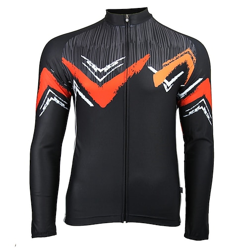 

21Grams Men's Cycling Jersey Long Sleeve Bike Top with 3 Rear Pockets Mountain Bike MTB Road Bike Cycling Breathable Quick Dry Moisture Wicking Reflective Strips Black Graffiti Polyester Spandex