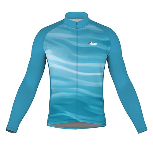 

21Grams Men's Cycling Jersey Long Sleeve Bike Top with 3 Rear Pockets Mountain Bike MTB Road Bike Cycling Breathable Quick Dry Moisture Wicking Reflective Strips Blue Stripes Polyester Spandex Sports