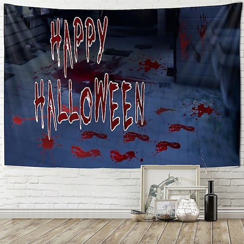 

Halloween Party Wall Tapestry Art Decor Blanket Curtain Hanging Home Bedroom Decoration Polyester Skull Ghost Blood Pumpkin