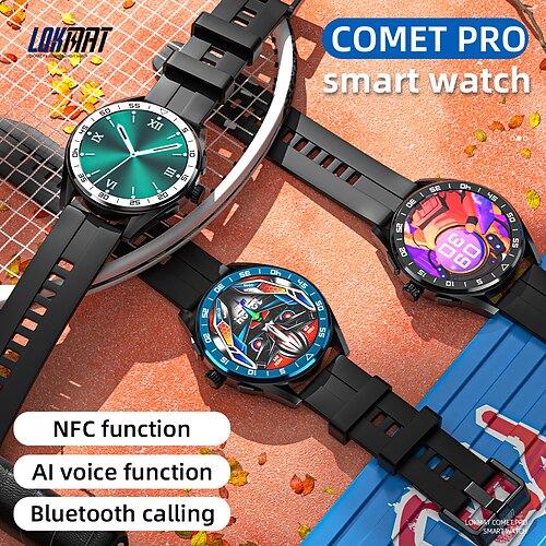 

LOKMAT COMET PRO Smart Watch 1.32 inch Smartwatch Fitness Running Watch Bluetooth Pedometer Call Reminder Sleep Tracker Compatible with Android iOS Women Men Long Standby Hands-Free Calls Message