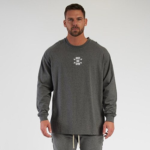 

Men's Sweatshirt Long Sleeve Sweatshirt Athletic Athleisure Cotton Thermal Warm Breathable Moisture Wicking Gym Workout Running Active Training Sportswear Activewear Dark Grey Black White