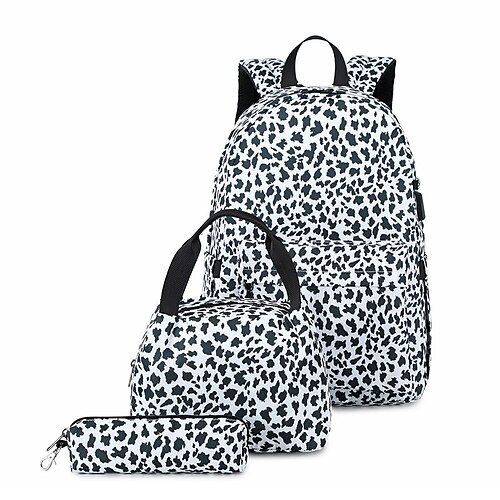 

School Backpack Bookbag Leopard for Student Boys Girls Water Resistant Wear-Resistant Breathable Canvas School Bag Back Pack Satchel 20 inch