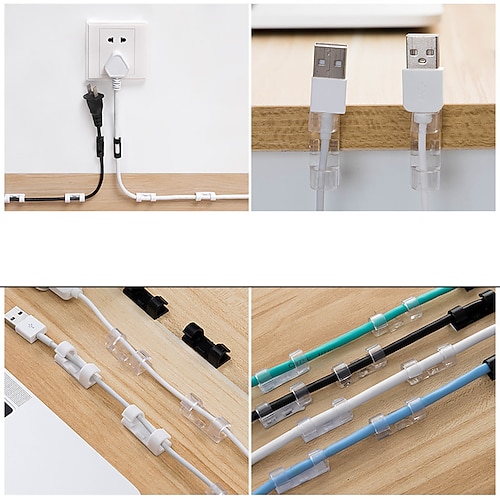 

10PCS Cable Organizer Cable Management Desktop Wire Manager Cord Holder USB Charging Data Line Winder cable tidy cable holder