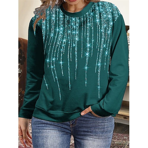 

Women's Plus Size Tops Pullover Sweatshirt Color Gradient Print Long Sleeve Crewneck Casual Daily Going out Cotton Fall Winter Green Black