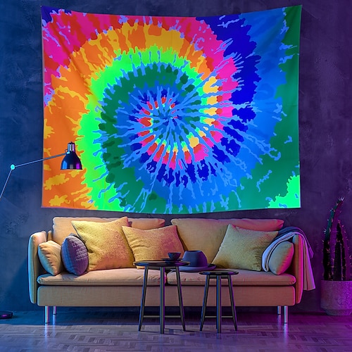 

Blacklight UV Reactive Tapestry Colorful Psychedelic Luminous Background Cloth Dormitory Decoration Hanging Cloth