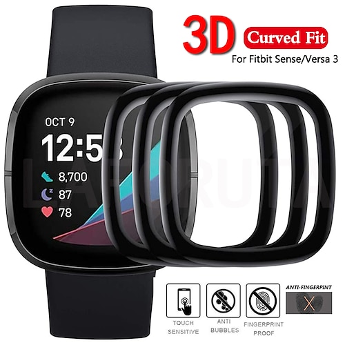 

3 pcs Watch Screen Protector Protective film for Fitbit Versa 3 Sense soft curved edge cover Full Coverage Screen Protector for Fitbit Sense (non-glass)