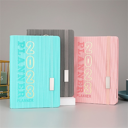 

2023 Binder Planner A5 5.8×8.3 Inch Classic PU SoftCover Portable Agenda With Pen Loop Planner 400 Pages for School Office Business