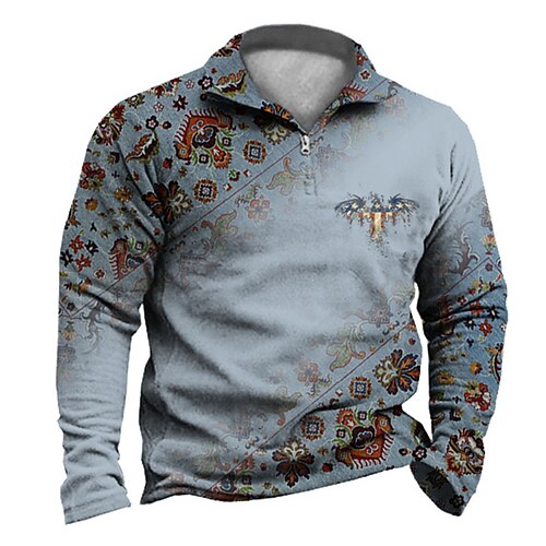 

Men's Unisex Zip Up Sweatshirt Pullover Quarter Zipper Sweatshirt Green Blue Brown Gray Half Zip Graphic Prints Zipper Print Daily Sports 3D Print Designer Casual Big and Tall Spring & Fall Clothing