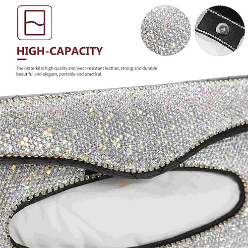 

Car Sun Visor Skylight Car Tissue Box Car-mounted Car Drawer Car Interior Mask Holder With Crystal Diamonds Creative And Cute