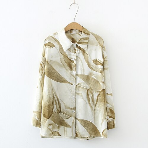 

Women's Blouse Graphic Patterned Casual Daily Weekend Geometric Blouse Shirt Long Sleeve Print Shirt Collar Casual Vintage Green Gray Red One-Size