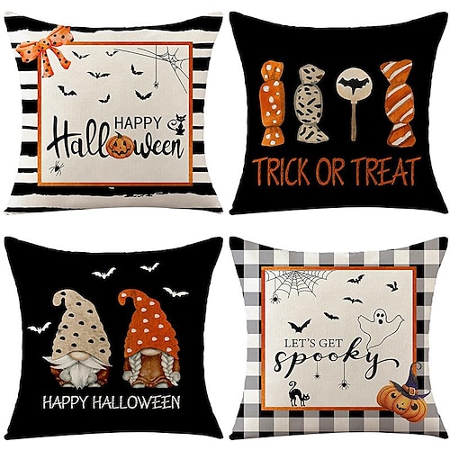 

Halloween Cushion Cover 1PC Soft Decorative Square Throw Pillow Cover Pillowcase for Bedroom Livingroom Pumpkin Gnome