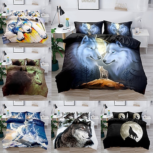 

Wolf Duvet Cover Set Quilt Bedding Sets Comforter Cover,Queen/King Size/Twin/Single(Include 1 Duvet Cover, 1 Or 2 Pillowcases Shams),3D Digital Print