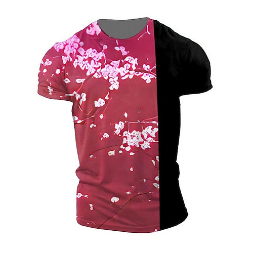 

Men's Unisex T shirt Tee 3D Print Floral Graphic Prints Crew Neck Street Daily Print Short Sleeve Tops Casual Classic Big and Tall Sports Red / Summer