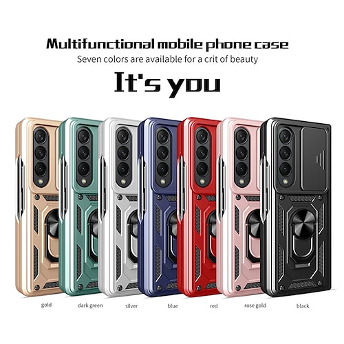 

Phone Case For Samsung Galaxy Flip Z Fold 4 Portable Ring Holder Shockproof Lines / Waves Solid Colored Geometric Pattern TPU PC