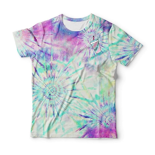 

Men's Unisex T shirt Tee 3D Print Tie Dye Graphic Prints Crew Neck Street Daily Print Short Sleeve Tops Casual Classic Big and Tall Sports Purple / Summer