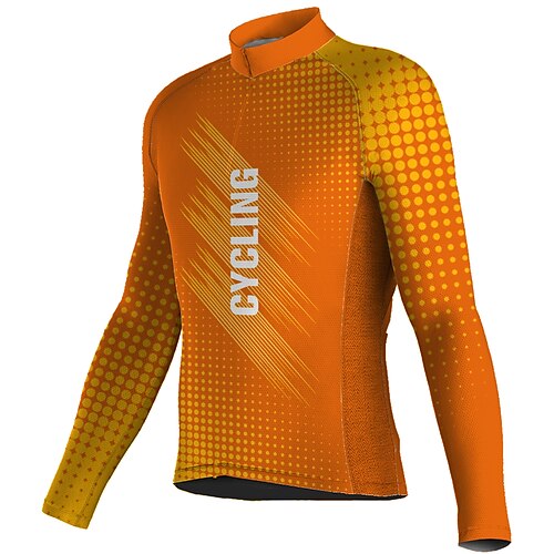 

21Grams Men's Cycling Jersey Long Sleeve Bike Top with 3 Rear Pockets Mountain Bike MTB Road Bike Cycling Breathable Quick Dry Moisture Wicking Reflective Strips Orange Polka Dot Polyester Spandex