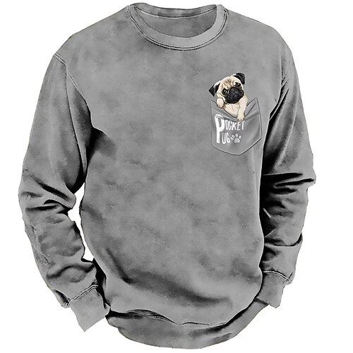 

Men's Unisex Sweatshirt Pullover Dog Graphic Prints Animal Print Daily Sports Holiday 3D Print Designer Casual Hoodies Sweatshirts Gray