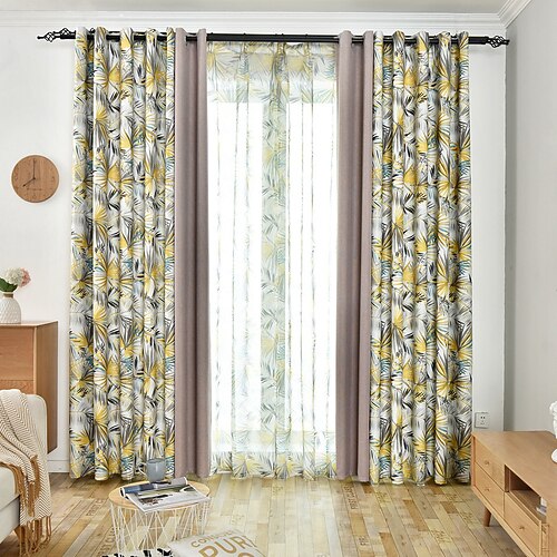 

Two Panel American Style Imitation Linen Thickened Blackout Splicing Curtain Living Room Bedroom Dining Room Study Children's Room Insulation Curtain