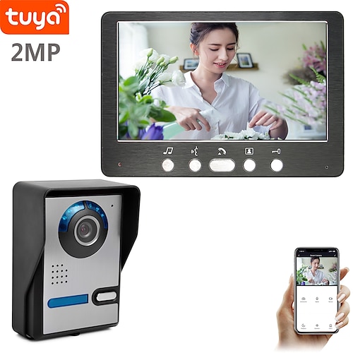 

7inch WIFI Video Intercom For Apartment Tuya Smart Video Doorbell Camera 1080P Residential with Record and Take photo Unlock