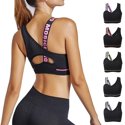 

Sports Bra Knitted One-shoulder Elastic Band Shockproof Designable Back Strap Fitness Gym Yoga Exercise Underwear
