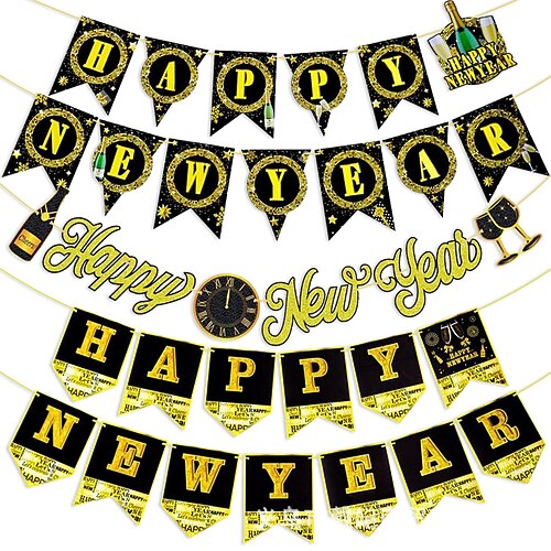 

3pcs New Year Festival / Party Banner Garland for Gift Decoration Party 118 inch Fabric