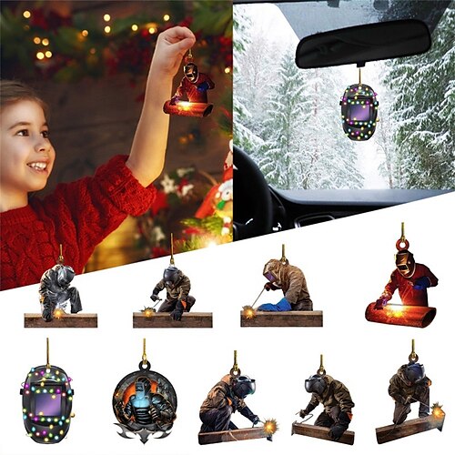 

Christmas Ornaments Welder Hanging Ornament, 2023 DIY Various Industries Christmas Tree Decorations Hats Off to The Welder Car Rearview Mirror Backpack Pendant