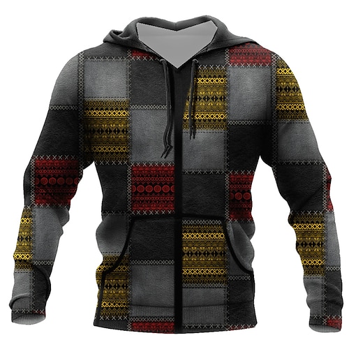 

Men's Unisex Pullover Hoodie Sweatshirt Gray Hooded Plaid Graphic Prints Print Daily Sports 3D Print Streetwear Designer Casual Spring & Fall Clothing Apparel Hoodies Sweatshirts Long Sleeve