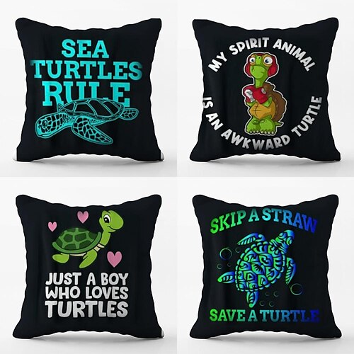 

I Like Turtles,Funny Turtles Double Side Cushion Cover 4PC Soft Decorative Square Throw Pillow Cover Cushion Pillowcase for Bedroom Livingroom