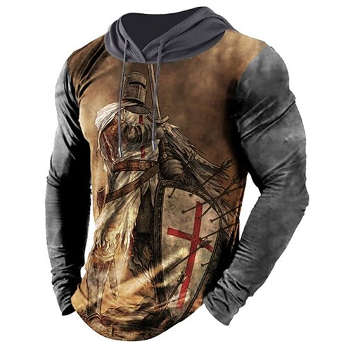 

Men's Unisex Pullover Hoodie Sweatshirt Hooded Color Block Graphic Prints Human Patchwork Print Daily Sports 3D Print Streetwear Casual Hoodies Sweatshirts Long Sleeve Brown