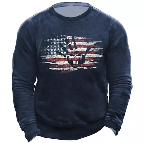 

Men's Unisex Sweatshirt Pullover Blue Crew Neck Graphic Prints National Flag Print Daily Sports Holiday 3D Print Streetwear Designer Casual Spring & Fall Clothing Apparel Hoodies Sweatshirts Long