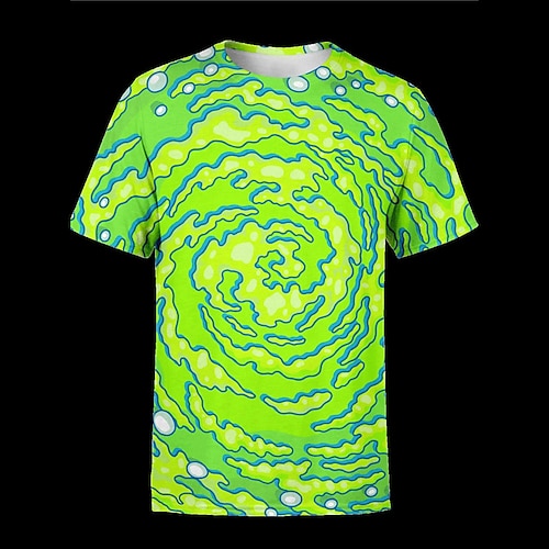 

Men's Unisex T shirt Tee Abstract Graphic Prints Crew Neck Green 3D Print Outdoor Street Short Sleeve Print Clothing Apparel Sports Lightweight Casual Big and Tall / Summer / Summer